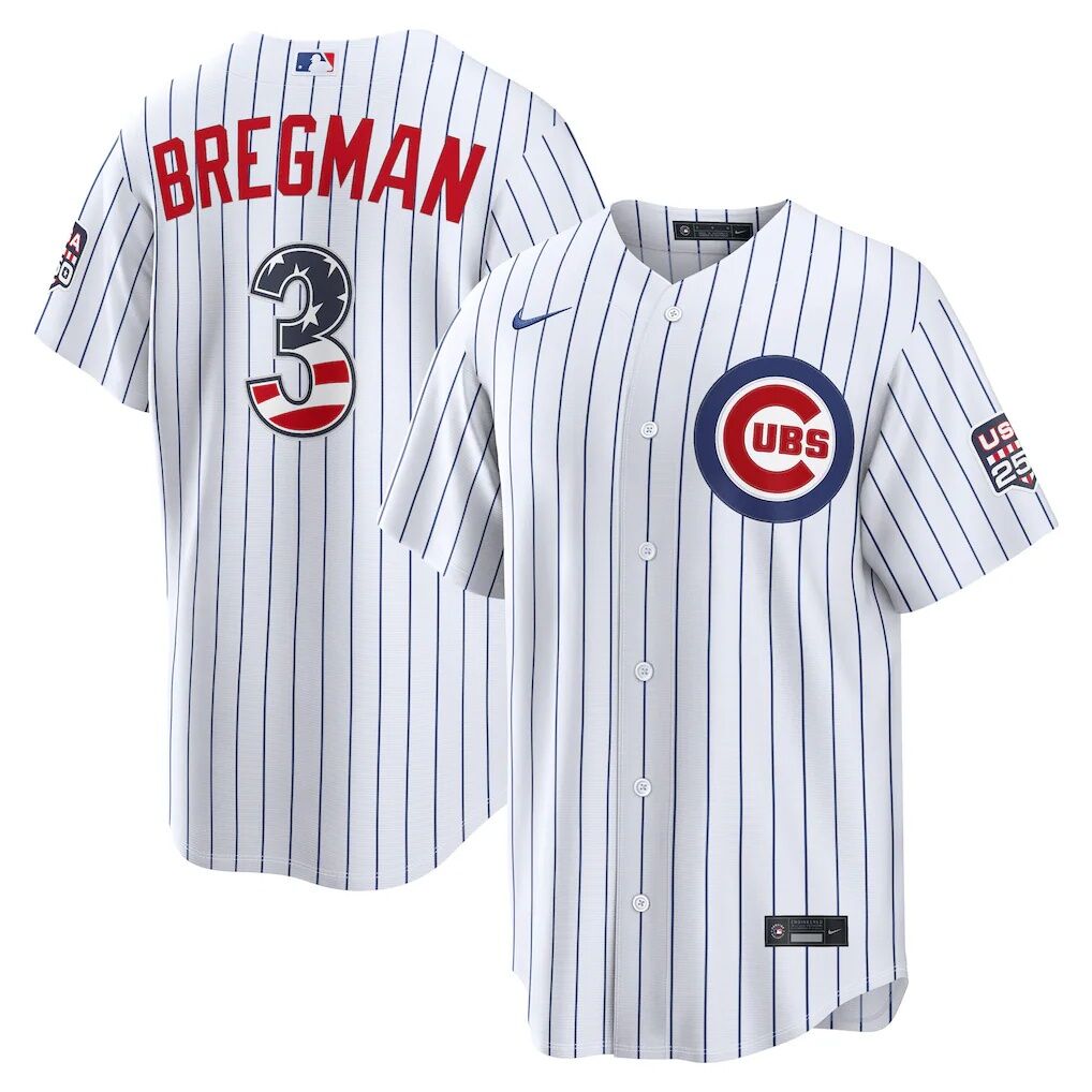Fourth of July Chicago Cubs Alex Bregman Nike White USA 250 Stadium Jersey