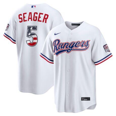 Fourth of July Texas Rangers Corey Seager Nike White USA 250 Stadium Jersey - - Front View