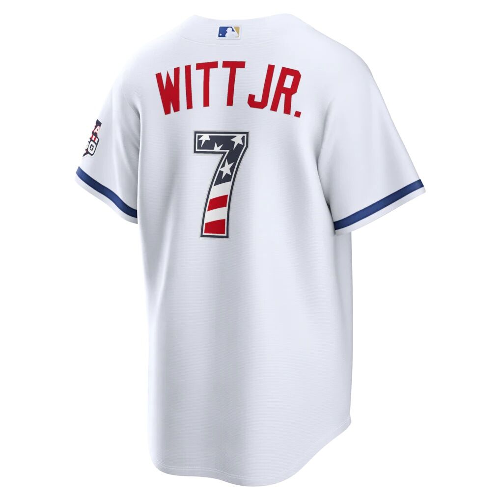 Fourth of July Kansas City Royals Bobby Witt Jr. Nike White USA 250 Stadium Jersey