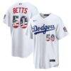 Fourth of July Los Angeles Dodgers Mookie Betts Nike White USA 250 Stadium Jersey - - Front View