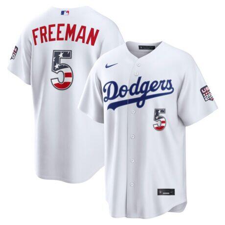 Fourth of July Los Angeles Dodgers Freddie Freeman Nike White USA 250 Stadium Jersey - - Front View