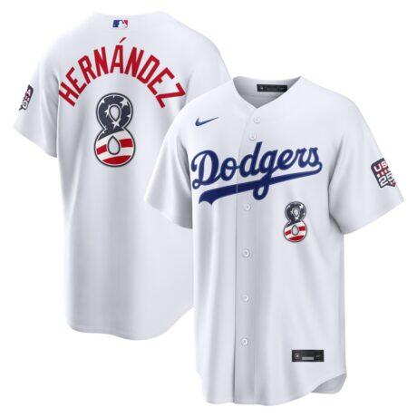 Fourth of July Los Angeles Dodgers Enrique Hernández Nike White USA 250 Stadium Jersey - - Front View