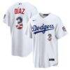 Fourth of July Los Angeles Dodgers Edwin Díaz Nike White USA 250 Stadium Jersey - - Front View
