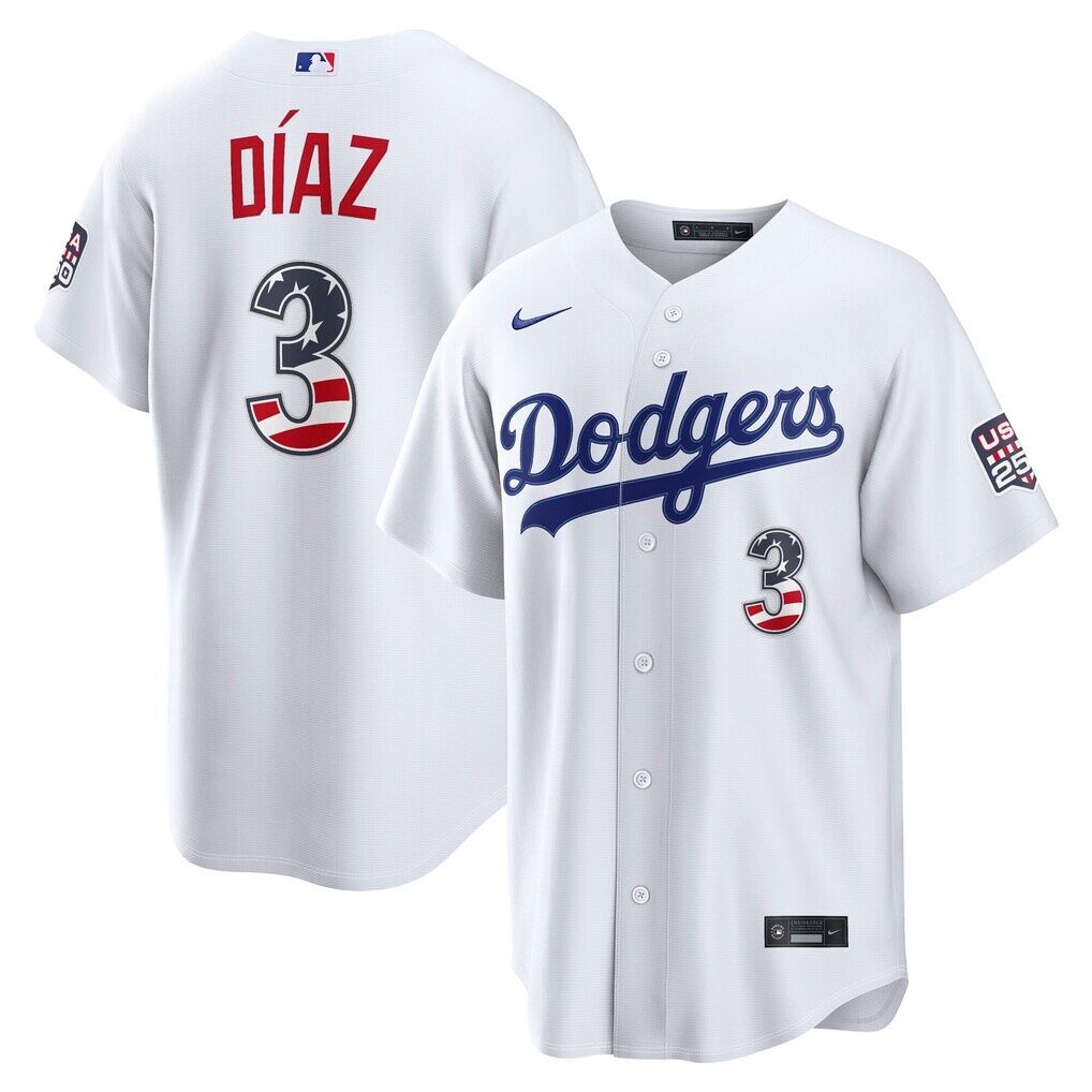 Fourth of July Los Angeles Dodgers Edwin Díaz Nike White USA 250 Stadium Jersey