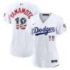 Fourth of July Women's Los Angeles Dodgers Yoshinobu Yamamoto Nike White USA 250 Stadium Jersey - - Front View
