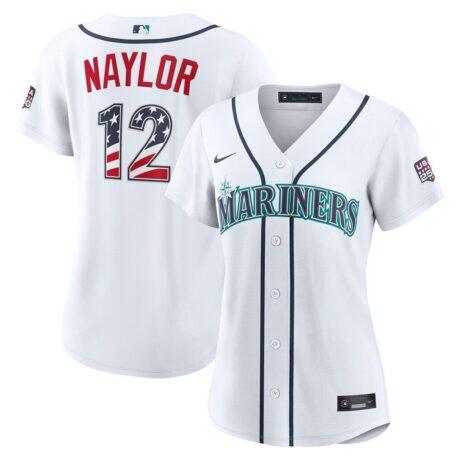 Fourth of July Women's Seattle Mariners Josh Naylor Nike White USA 250 Stadium Jersey - - Front View