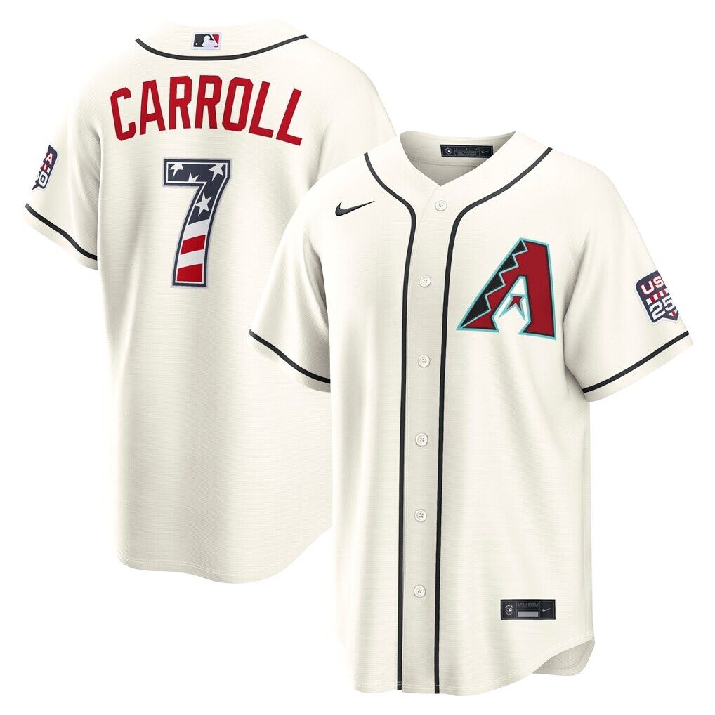 Fourth of July Arizona Diamondbacks Corbin Carroll Nike Cream USA 250 Stadium Jersey