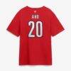 Sebastian Aho Carolina Hurricanes Fashion7 2026 Stanley Cup Champions Authentic Stack Name & Number T-Shirt - Red - Detail View