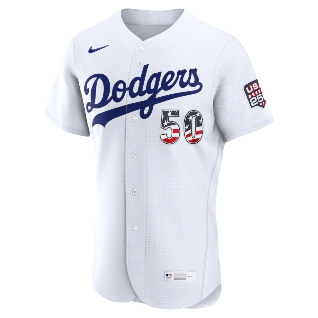Fourth of July Los Angeles Dodgers Mookie Betts Nike White USA 250 Authentic Jersey