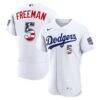 Fourth of July Los Angeles Dodgers Freddie Freeman Nike White USA 250 Authentic Jersey - - Front View