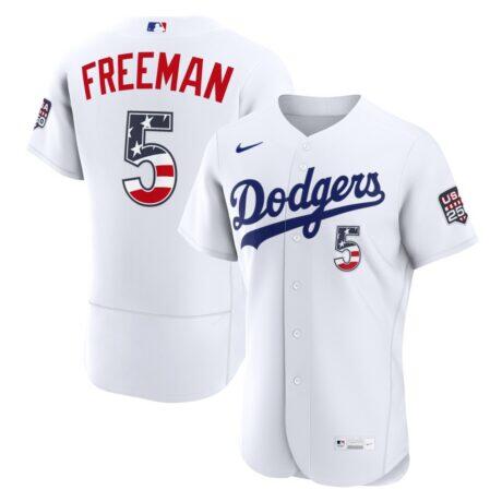 Fourth of July Los Angeles Dodgers Freddie Freeman Nike White USA 250 Authentic Jersey - - Front View