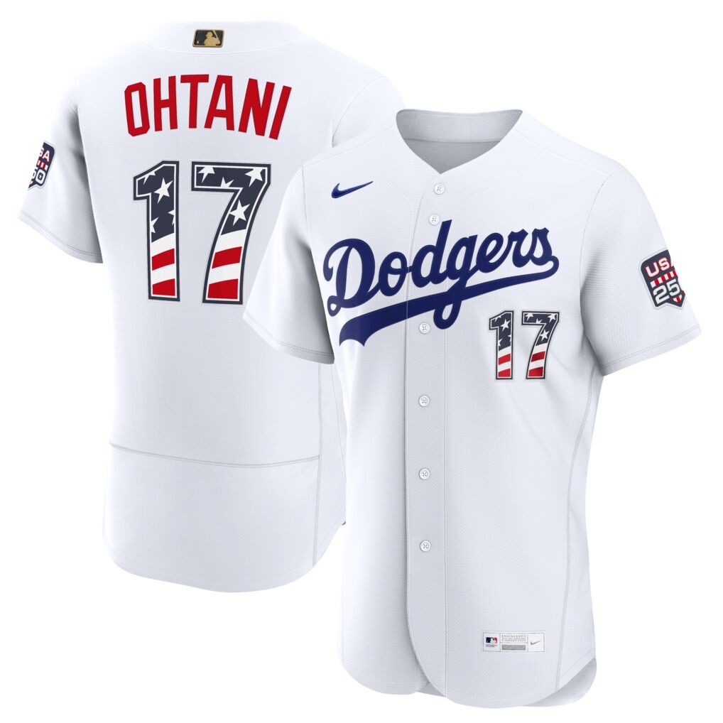 Fourth of July Los Angeles Dodgers Shohei Ohtani Nike White USA 250 Authentic Jersey
