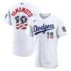 Fourth of July Los Angeles Dodgers Yoshinobu Yamamoto Nike White USA 250 Authentic Jersey - - Front View
