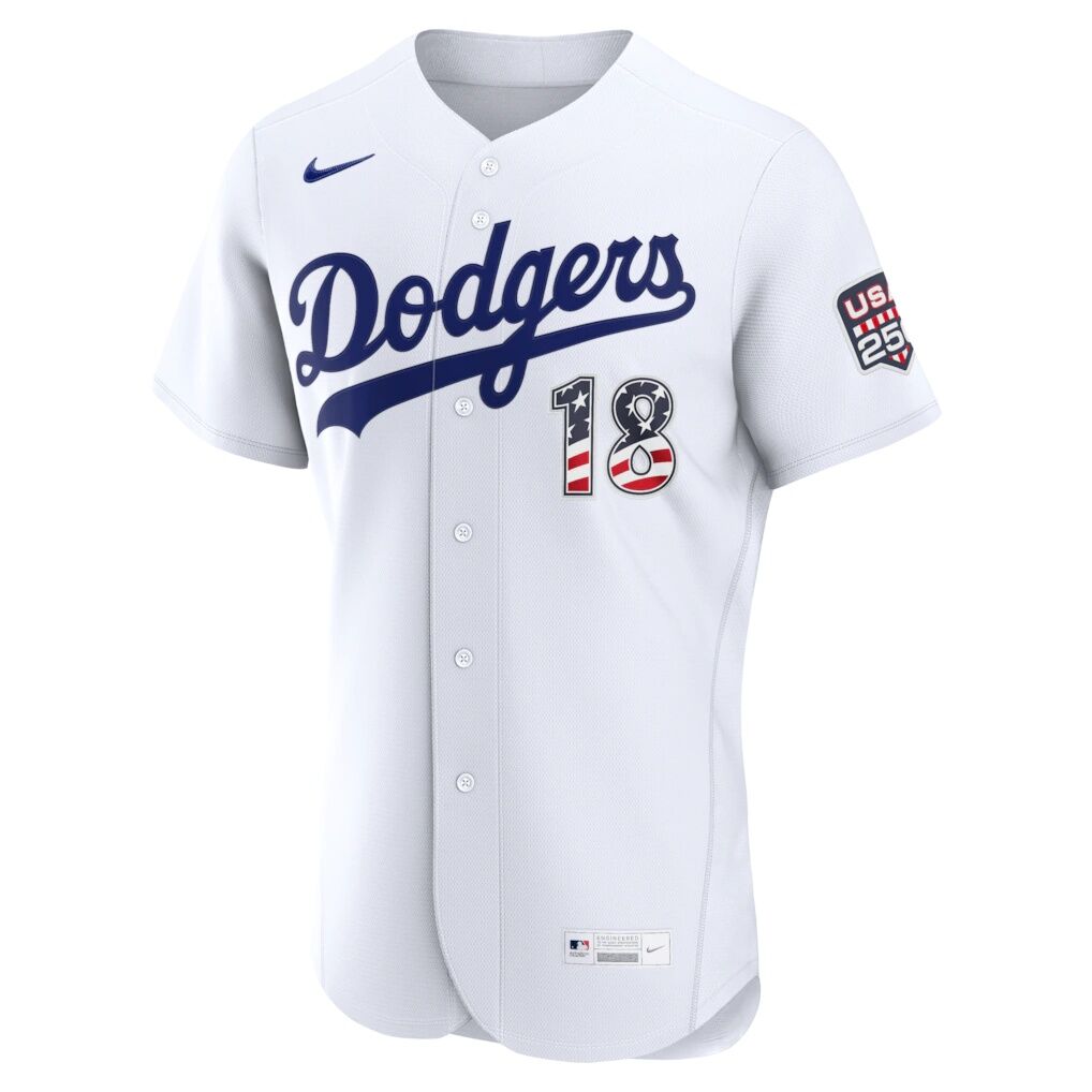 Fourth of July Los Angeles Dodgers Yoshinobu Yamamoto Nike White USA 250 Authentic Jersey