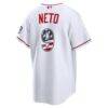Fourth of July Los Angeles Angels Zach Neto Nike White USA 250 Stadium Jersey - - Detail View