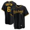 Konnor Griffin Pittsburgh Pirates Nike Alternate Replica Jersey - Black - Front View