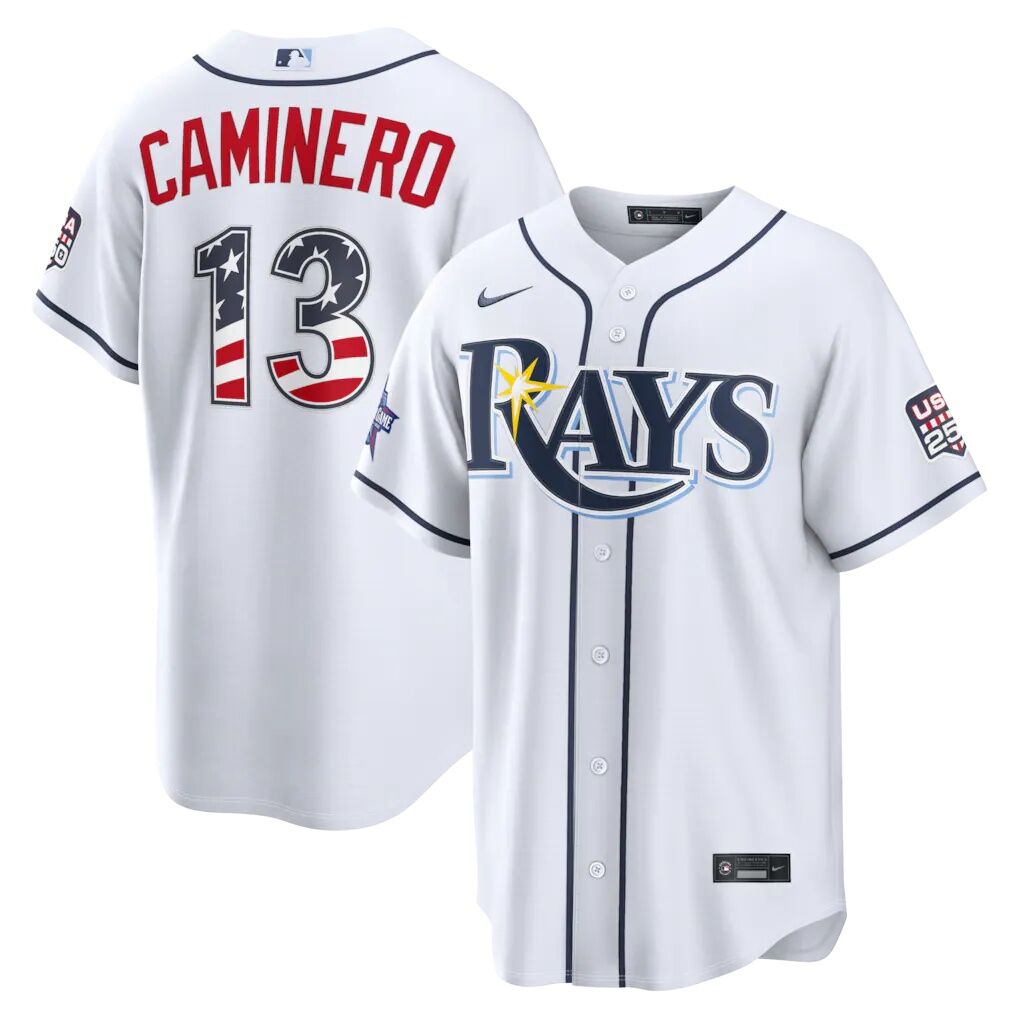 2026 All-Star Edition Stars & Stripes Tampa Bay Rays Junior Caminero Nike White Stadium Jersey