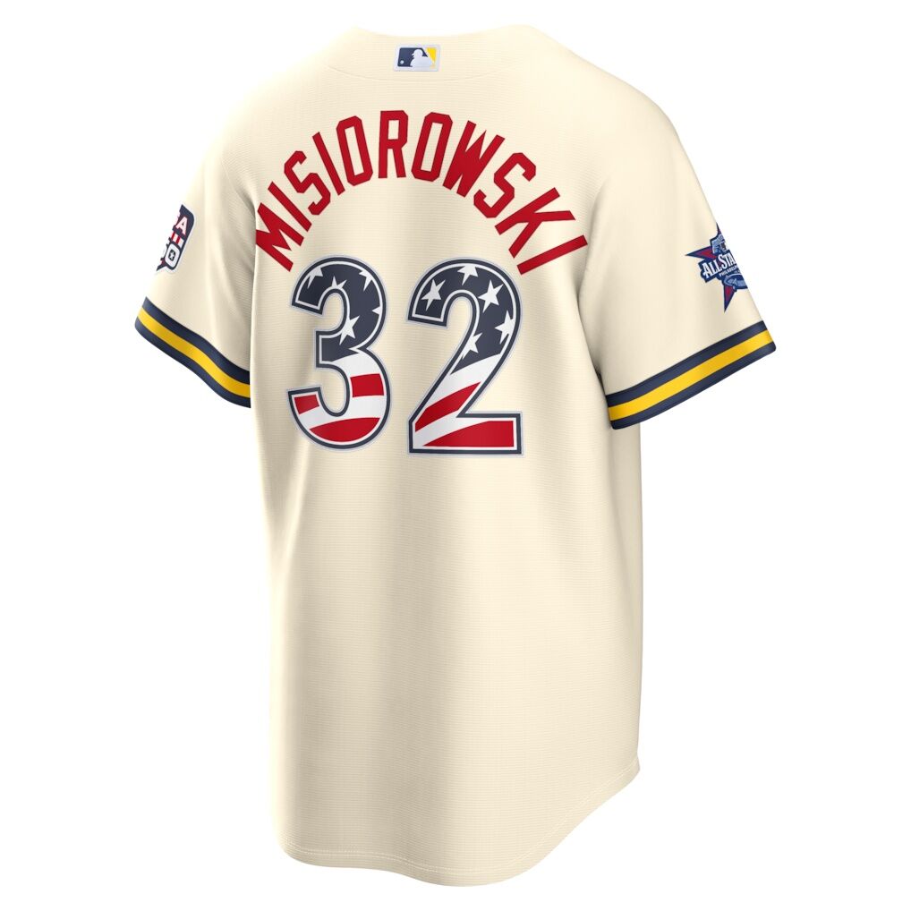 2026 All-Star Edition Stars & Stripes Milwaukee Brewers Jacob Misiorowski Nike Cream Stadium Jersey