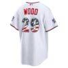 2026 All-Star Edition Stars & Stripes Washington Nationals James Wood Nike White Stadium Jersey - - Detail View