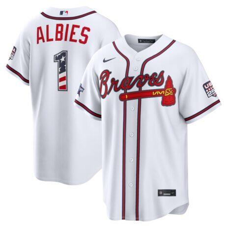 2026 All-Star Edition Stars & Stripes Atlanta Braves Ozzie Albies Nike White Stadium Jersey - - Front View