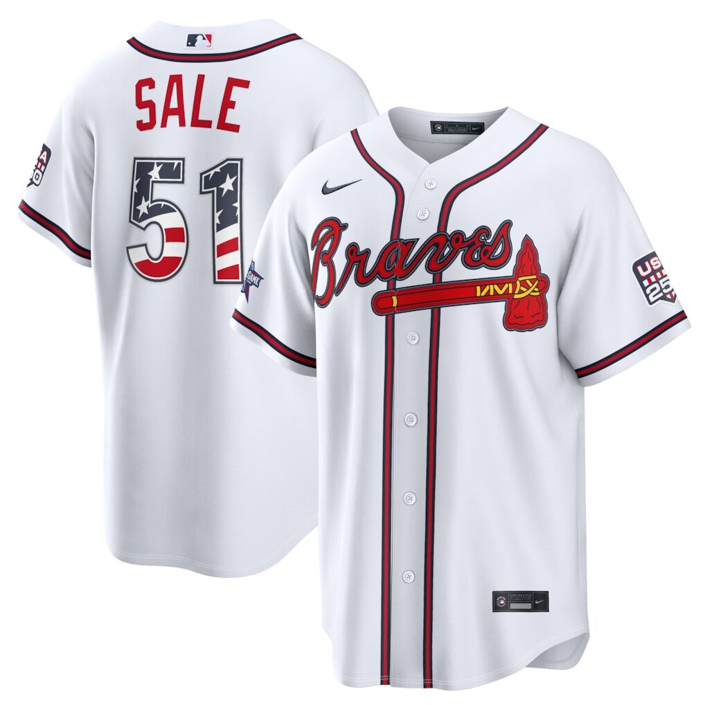 2026 All-Star Edition Stars & Stripes Atlanta Braves Chris Sale Nike White Stadium Jersey