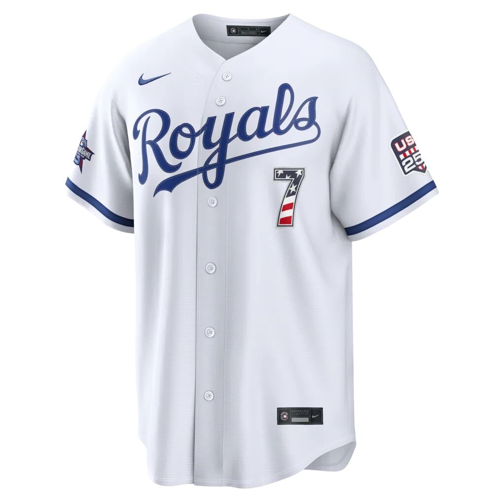 2026 All-Star Edition Stars & Stripes Kansas City Royals Bobby Witt Jr. Nike White Stadium Jersey