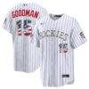 2026 All-Star Edition Stars & Stripes Colorado Rockies Hunter Goodman Nike White Stadium Jersey - - Front View