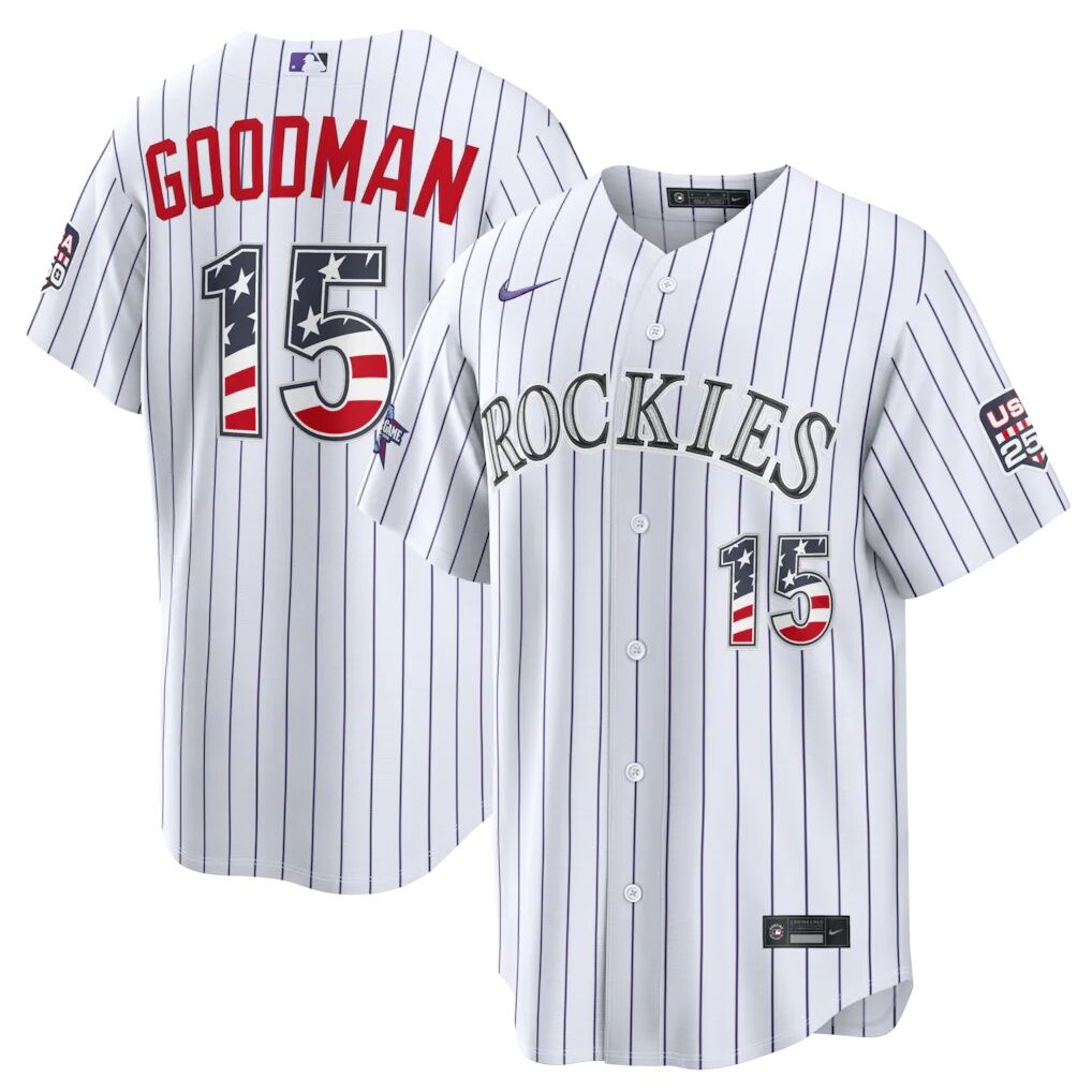 2026 All-Star Edition Stars & Stripes Colorado Rockies Hunter Goodman Nike White Stadium Jersey