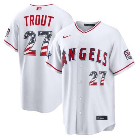 2026 All-Star Edition Stars & Stripes Los Angeles Angels Mike Trout Nike White Stadium Jersey - - Front View