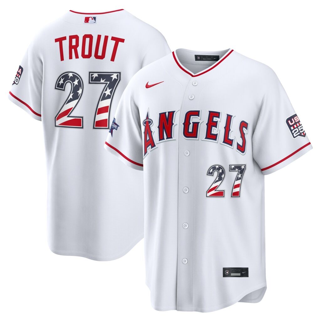 2026 All-Star Edition Stars & Stripes Los Angeles Angels Mike Trout Nike White Stadium Jersey