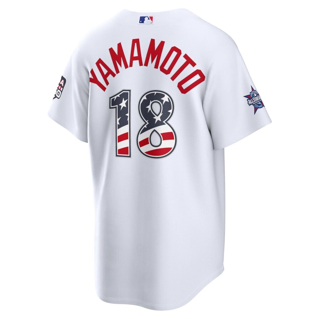 2026 All-Star Edition Stars & Stripes Los Angeles Dodgers Yoshinobu Yamamoto Nike White Stadium Jersey