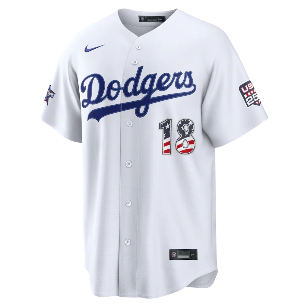 2026 All-Star Edition Stars & Stripes Los Angeles Dodgers Yoshinobu Yamamoto Nike White Stadium Jersey
