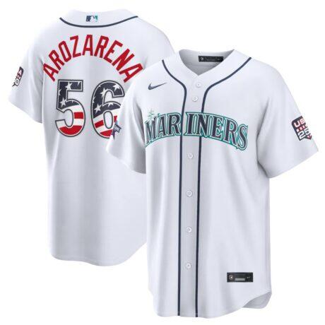 2026 All-Star Edition Stars & Stripes Seattle Mariners Randy Arozarena Nike White Stadium Jersey - - Front View