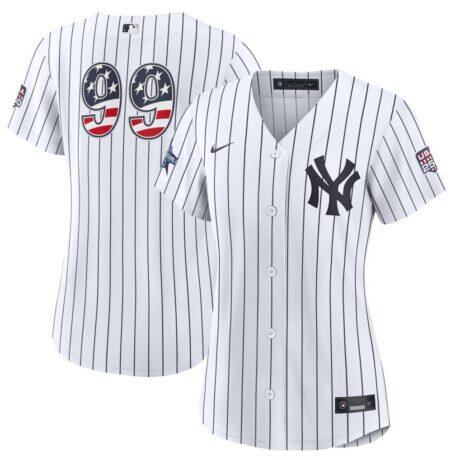 2026 All-Star Edition Stars & Stripes Women's New York Yankees Aaron Judge Nike White Stadium Jersey - - Front View