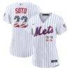 2026 All-Star Edition Stars & Stripes Women's New York Mets Juan Soto Nike White Stadium Jersey - - Front View
