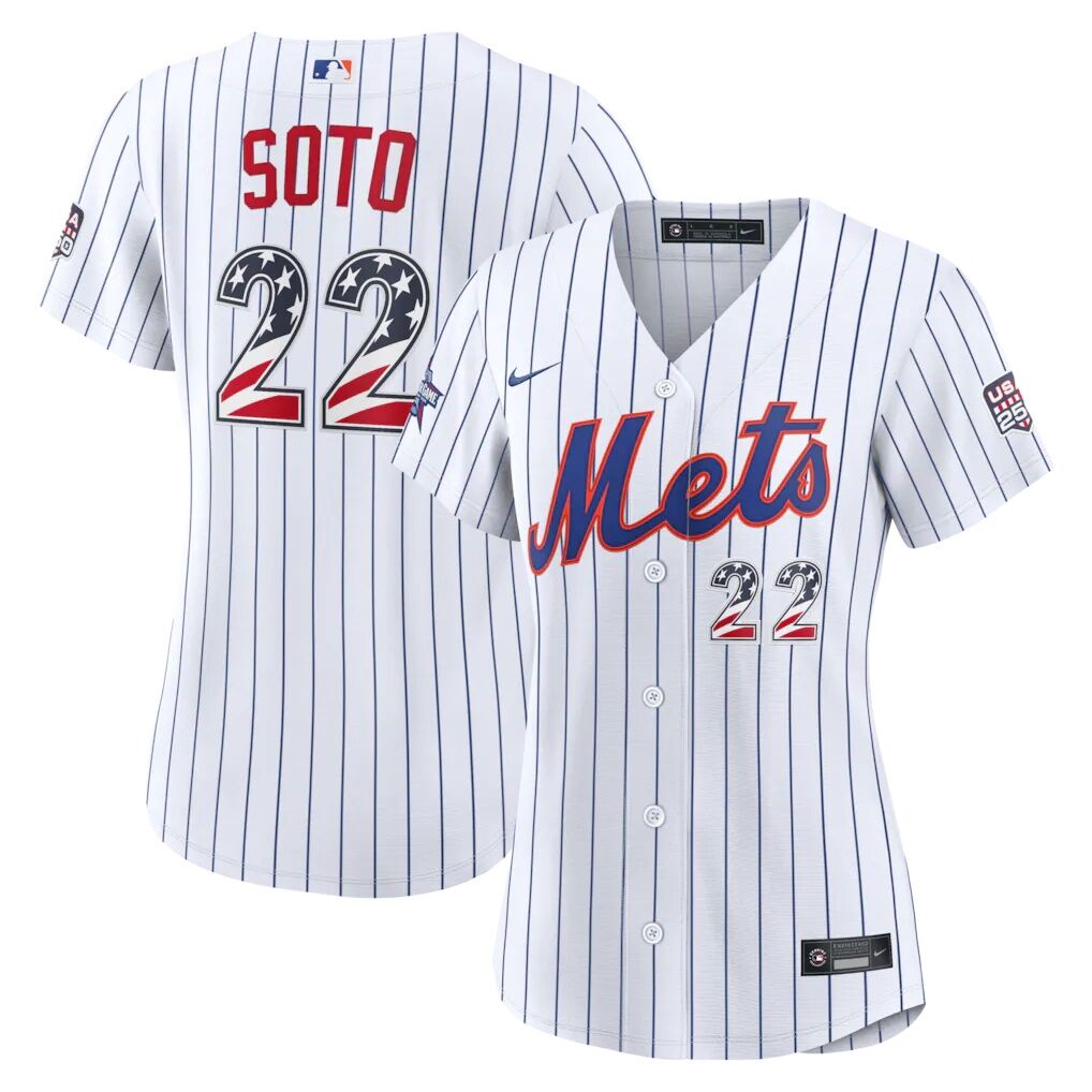 2026 All-Star Edition Stars & Stripes Women's New York Mets Juan Soto Nike White Stadium Jersey