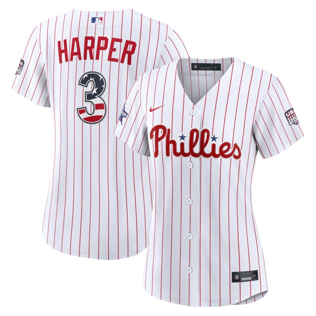2026 All-Star Edition Stars & Stripes Women's Philadelphia Phillies Bryce Harper Nike White Stadium Jersey