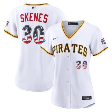 2026 All-Star Edition Stars & Stripes Women's Pittsburgh Pirates Paul Skenes Nike White Stadium Jersey - - Front View