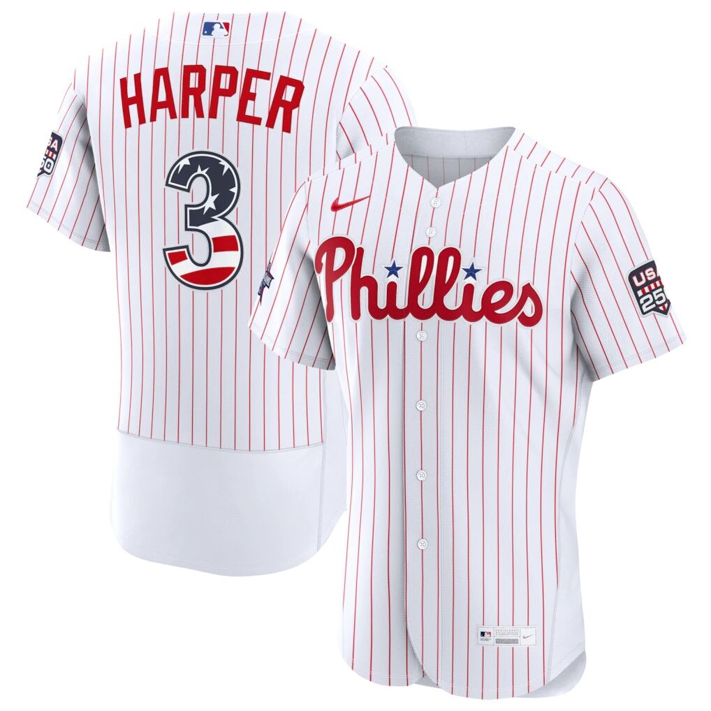 2026 All-Star Edition Stars & Stripes Philadelphia Phillies Bryce Harper Nike White Authentic Jersey