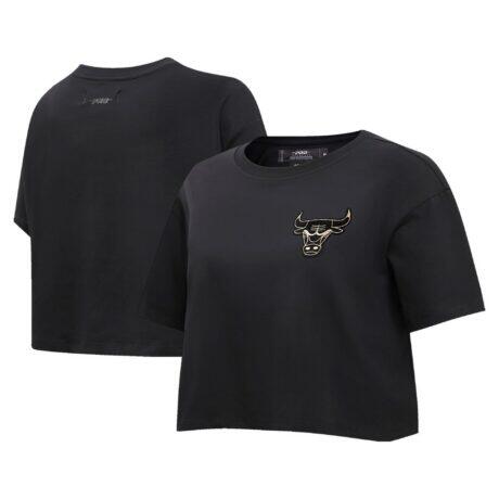 Chicago Bulls Pro Standard Women's Holiday Glam Boxy T-Shirt - Black - Front View