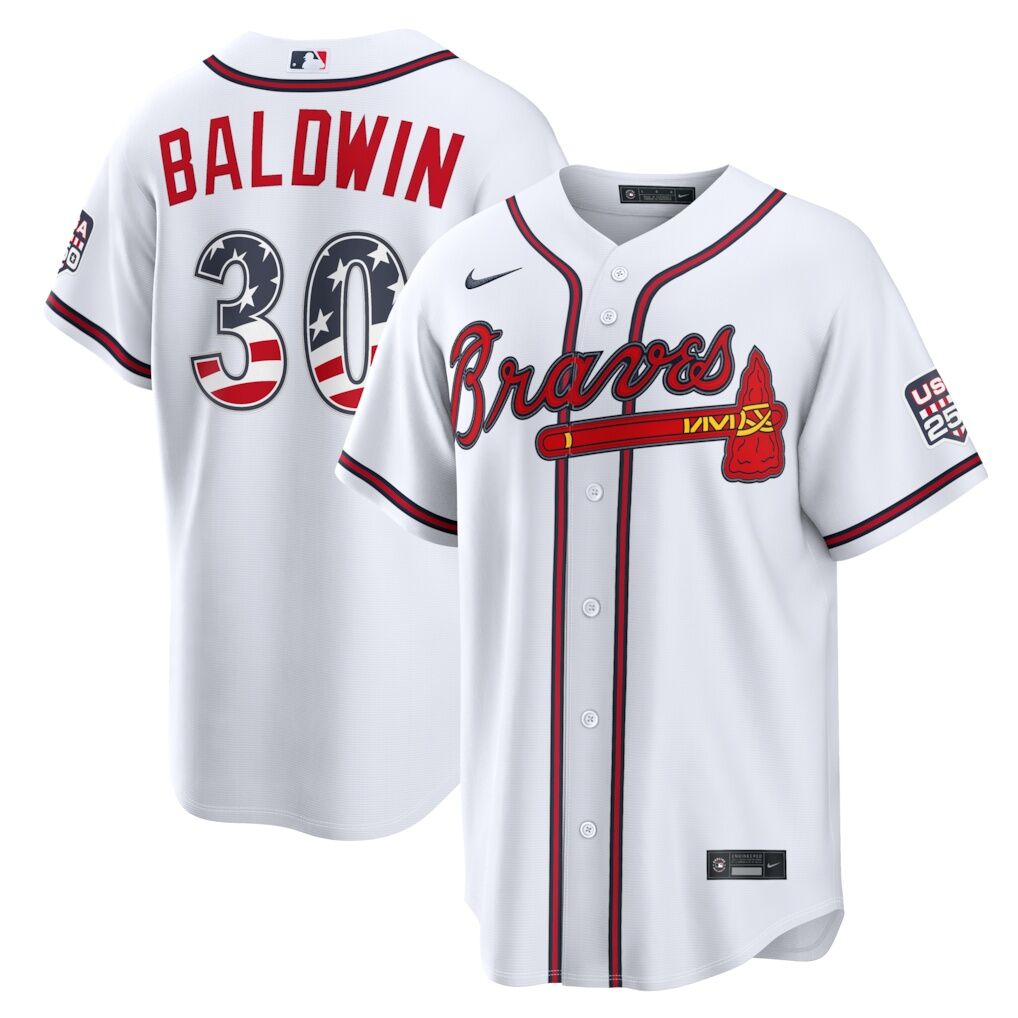 Fourth of July Atlanta Braves Drake Baldwin Nike White USA 250 Stadium Jersey