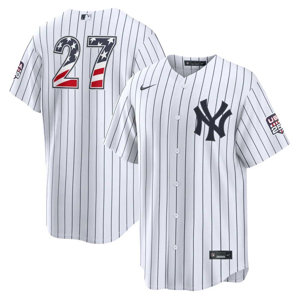 Fourth of July New York Yankees Giancarlo Stanton Nike White USA 250 Stadium Jersey
