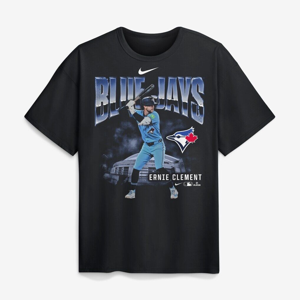 Ernie Clement Toronto Blue Jays Nike Enlarged Player Graphic Max90 Heavyweight T-Shirt