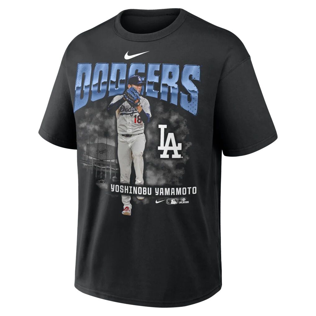 Yoshinobu Yamamoto Los Angeles Dodgers Nike Enlarged Player Graphic Max90 Heavyweight T-Shirt
