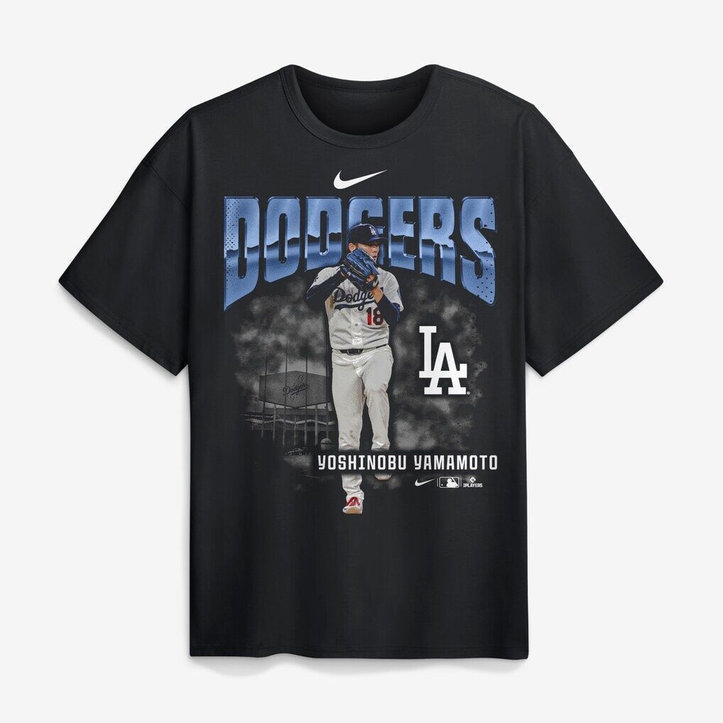 Yoshinobu Yamamoto Los Angeles Dodgers Nike Enlarged Player Graphic Max90 Heavyweight T-Shirt