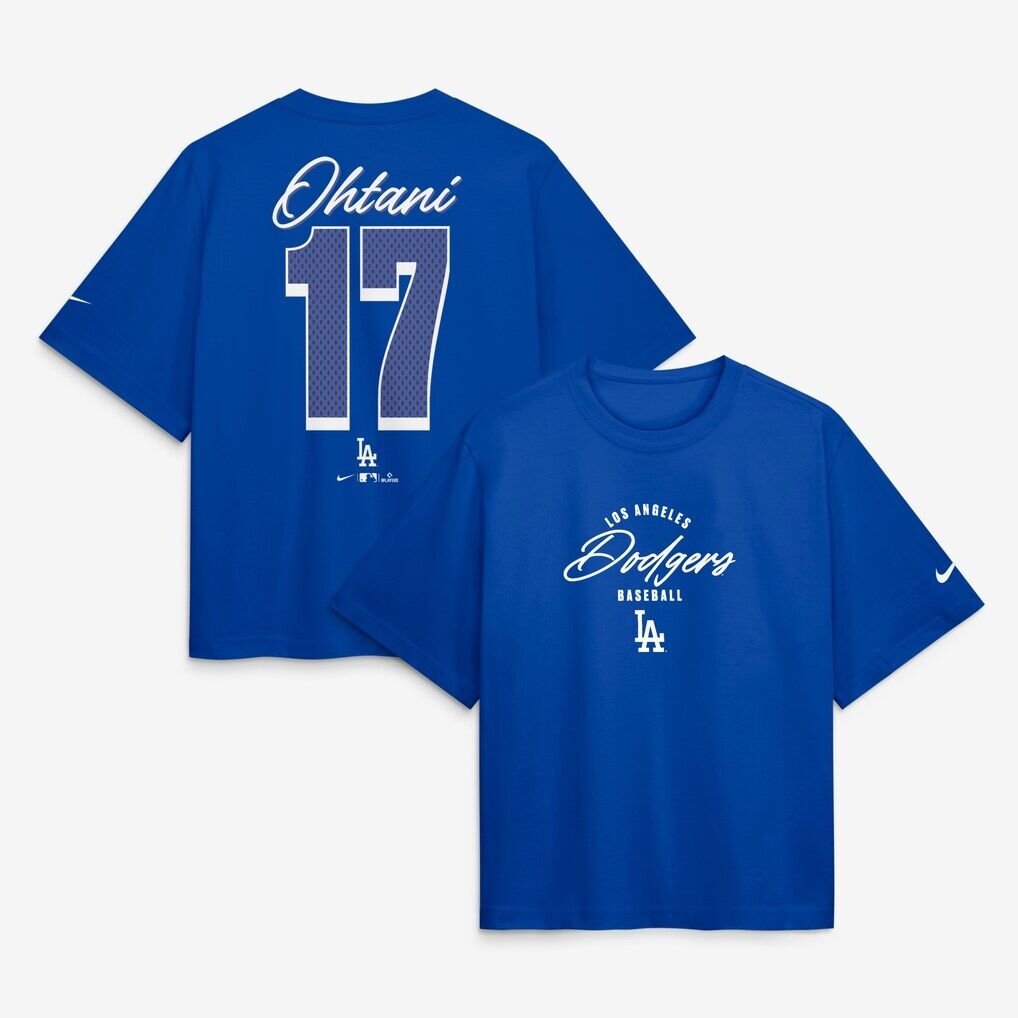 Shohei Ohtani Los Angeles Dodgers Nike Women's Premium Essentials Boxy Name & Number T-Shirt - Royal