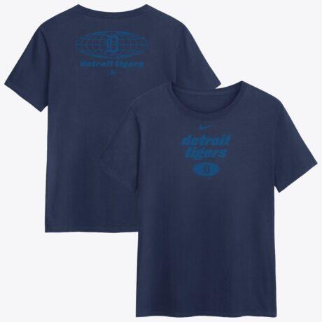 Detroit Tigers Nike Women's Globe Logo T-Shirt - Navy - Front View