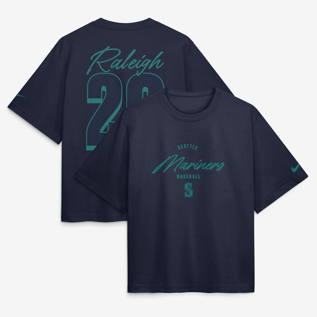 Cal Raleigh Seattle Mariners Nike Women's Premium Essentials Boxy Name & Number T-Shirt