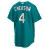 Colt Emerson Seattle Mariners Nike Alternate Replica Jersey - Teal - Detail View