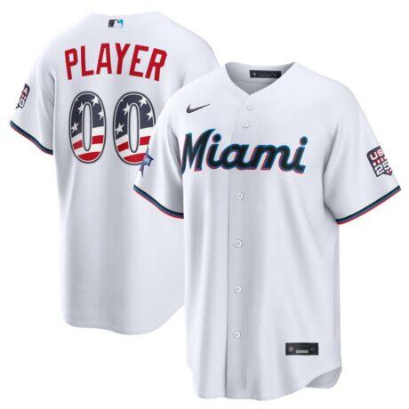 2026 All-Star Edition Stars & Stripes Miami Marlins Nike White Stadium Pick-A-Player Jersey - - Front View